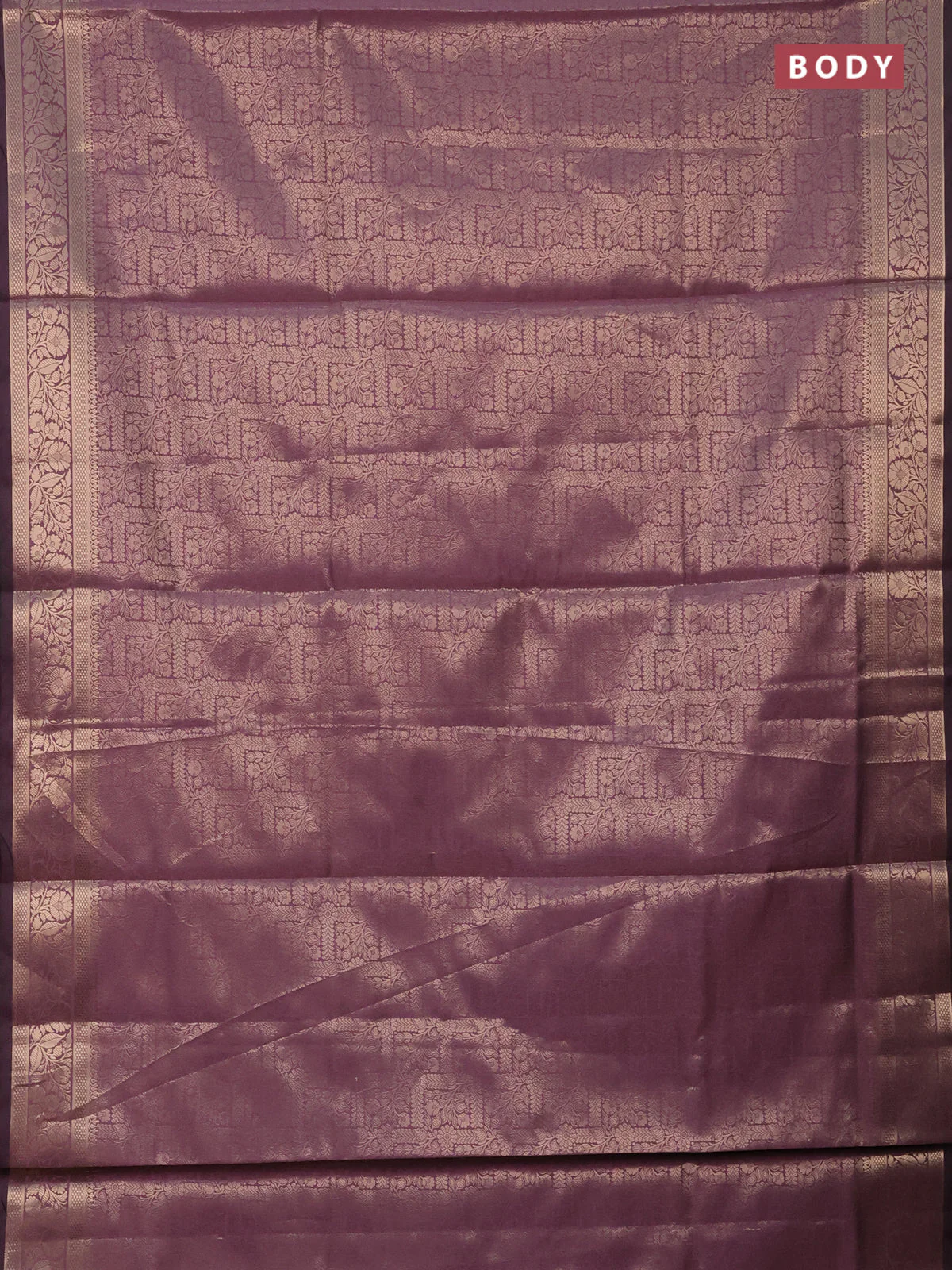Semi soft silk saree mild purple with allover zari woven brocade weaves -Without blouse - Image 2