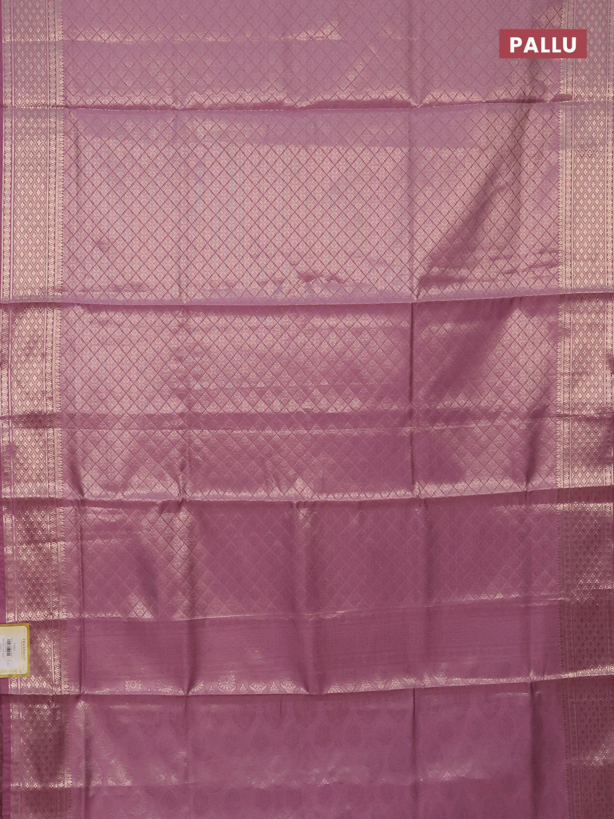 Semi soft silk saree mild purple with allover zari woven brocade weaves -Without blouse - Image 3