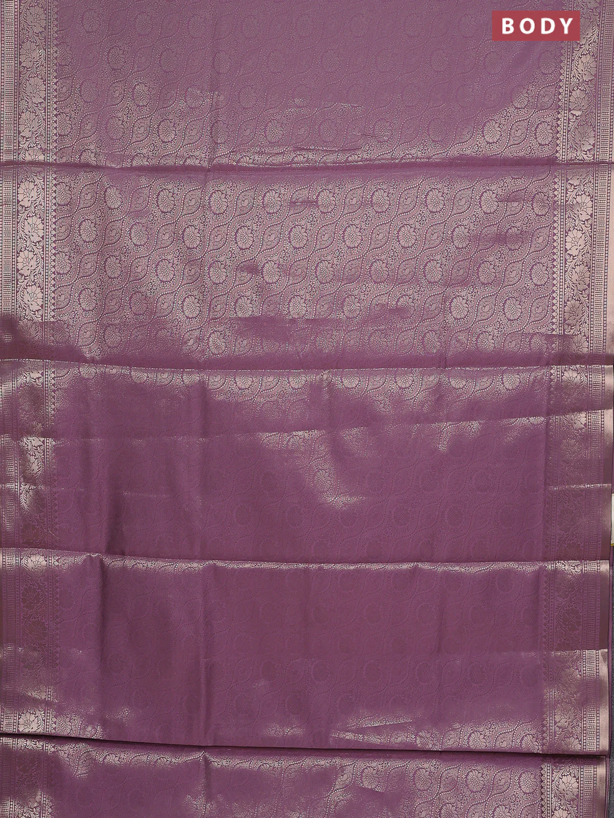 Semi soft silk saree mild purple with allover zari woven brocade weaves -Without blouse - Image 2