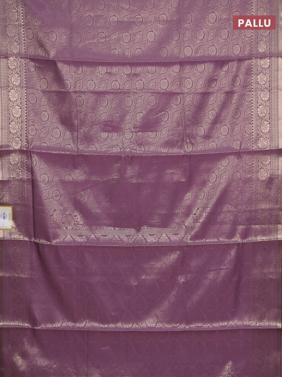 Semi soft silk saree mild purple with allover zari woven brocade weaves -Without blouse - Image 3