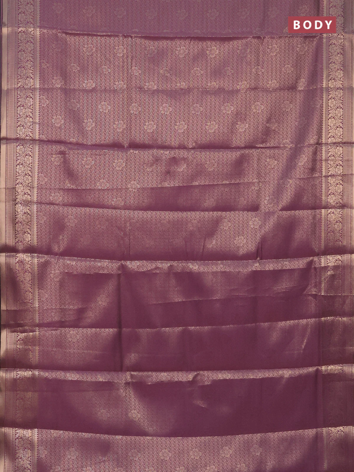 Semi soft silk saree mild purple with allover zari woven brocade weaves -Without blouse - Image 2