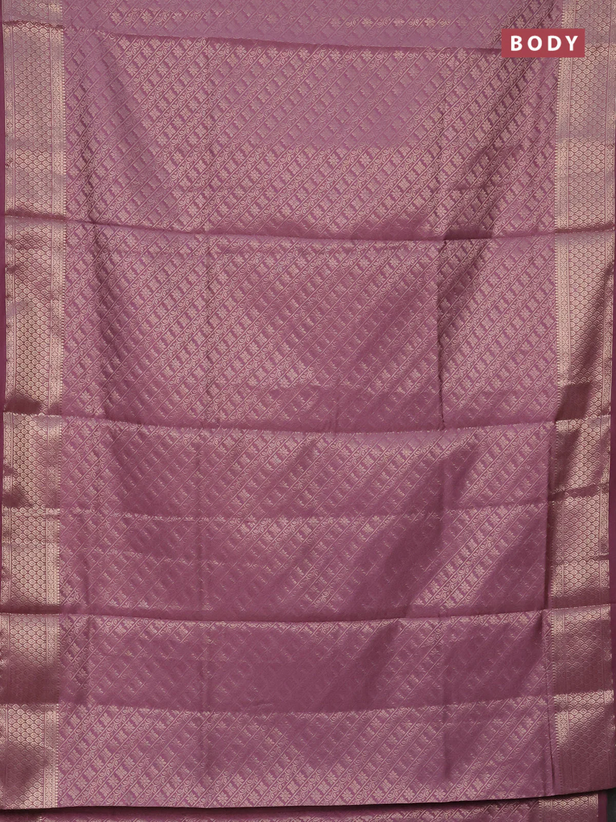 Semi soft silk saree mild purple with allover zari woven brocade weaves -Without blouse - Image 2