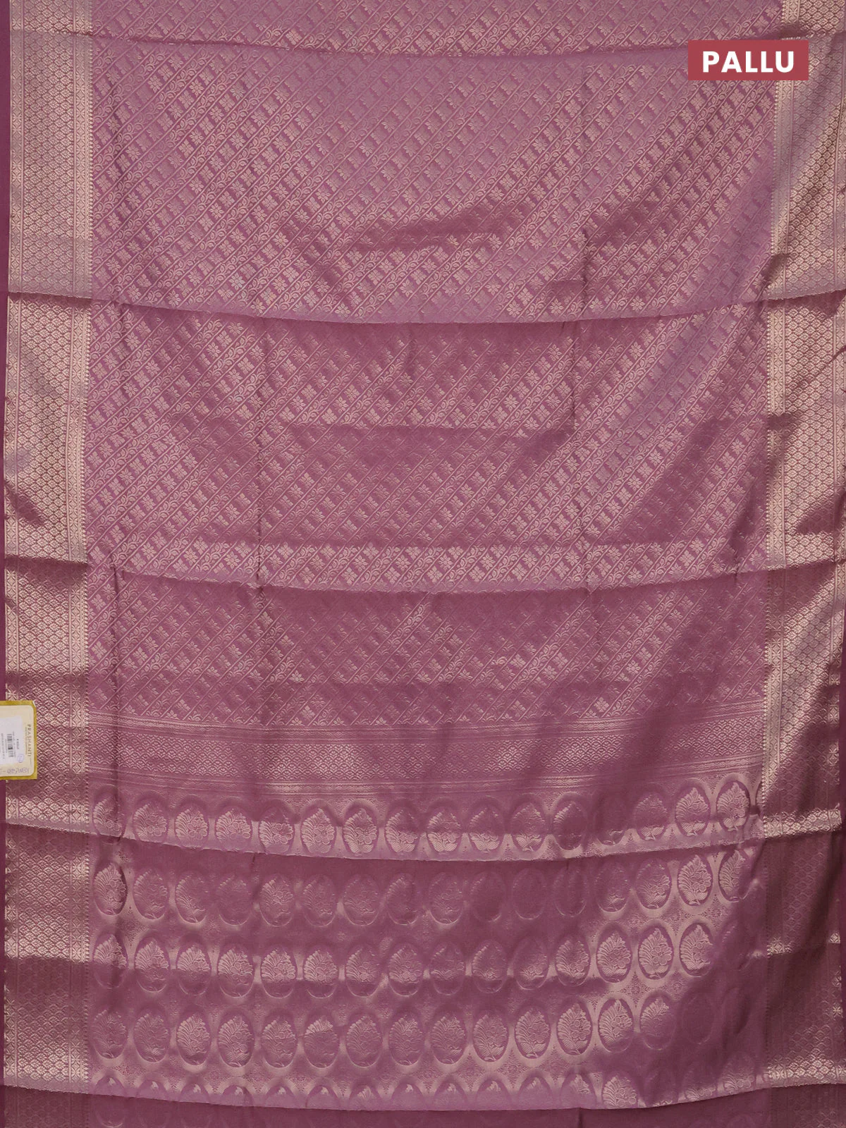 Semi soft silk saree mild purple with allover zari woven brocade weaves -Without blouse - Image 3