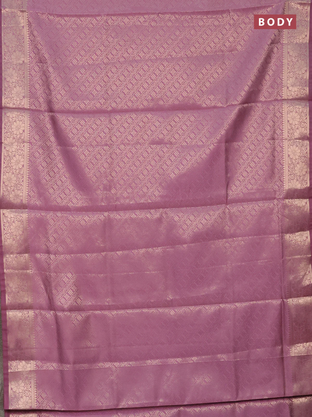 Semi soft silk saree mild purple with allover zari woven brocade weaves -Without blouse - Image 2