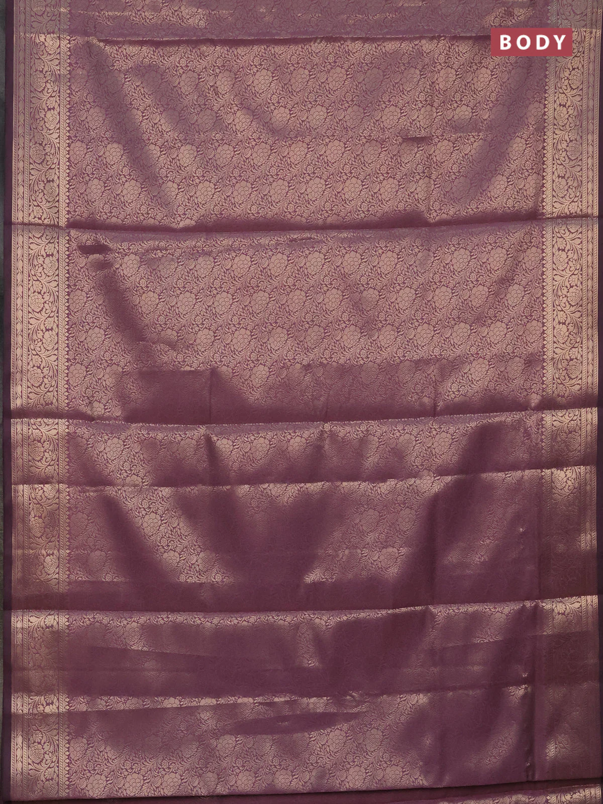 Semi soft silk saree mild purple with allover zari woven brocade weaves -Without blouse - Image 2