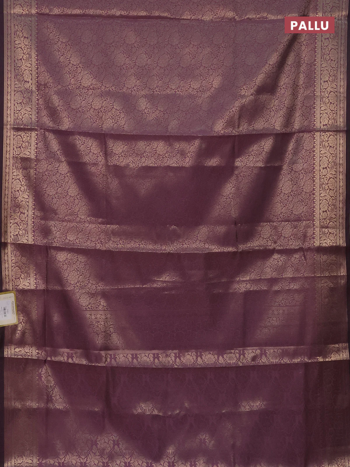 Semi soft silk saree mild purple with allover zari woven brocade weaves -Without blouse - Image 3