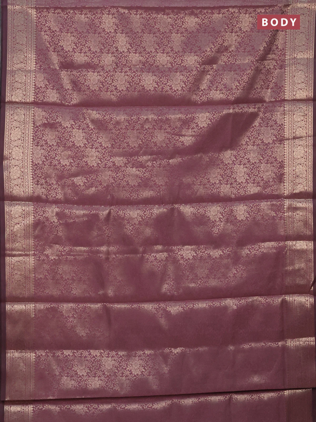 Semi soft silk saree mild purple with allover zari woven brocade weaves -Without blouse - Image 2