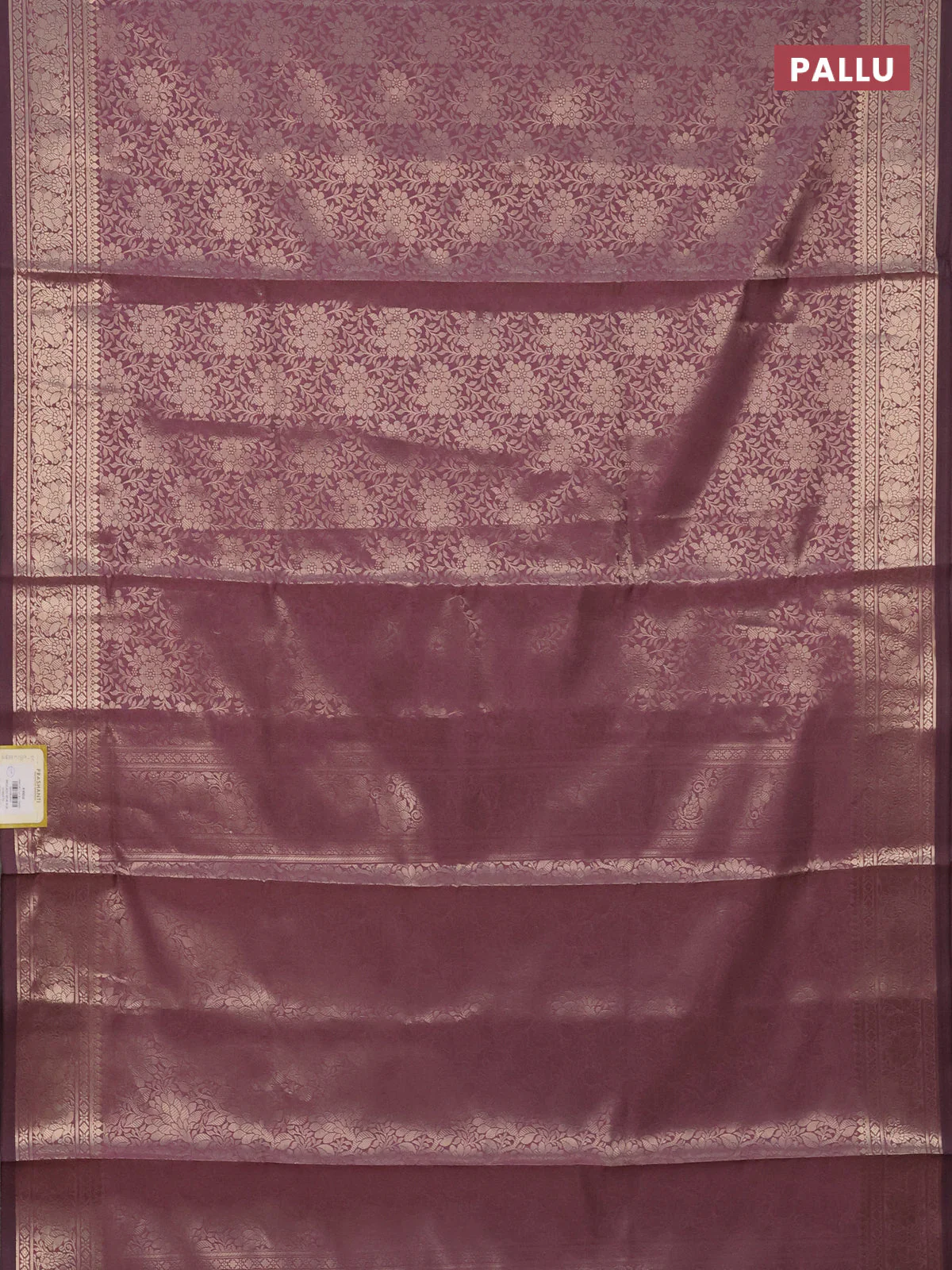 Semi soft silk saree mild purple with allover zari woven brocade weaves -Without blouse - Image 3