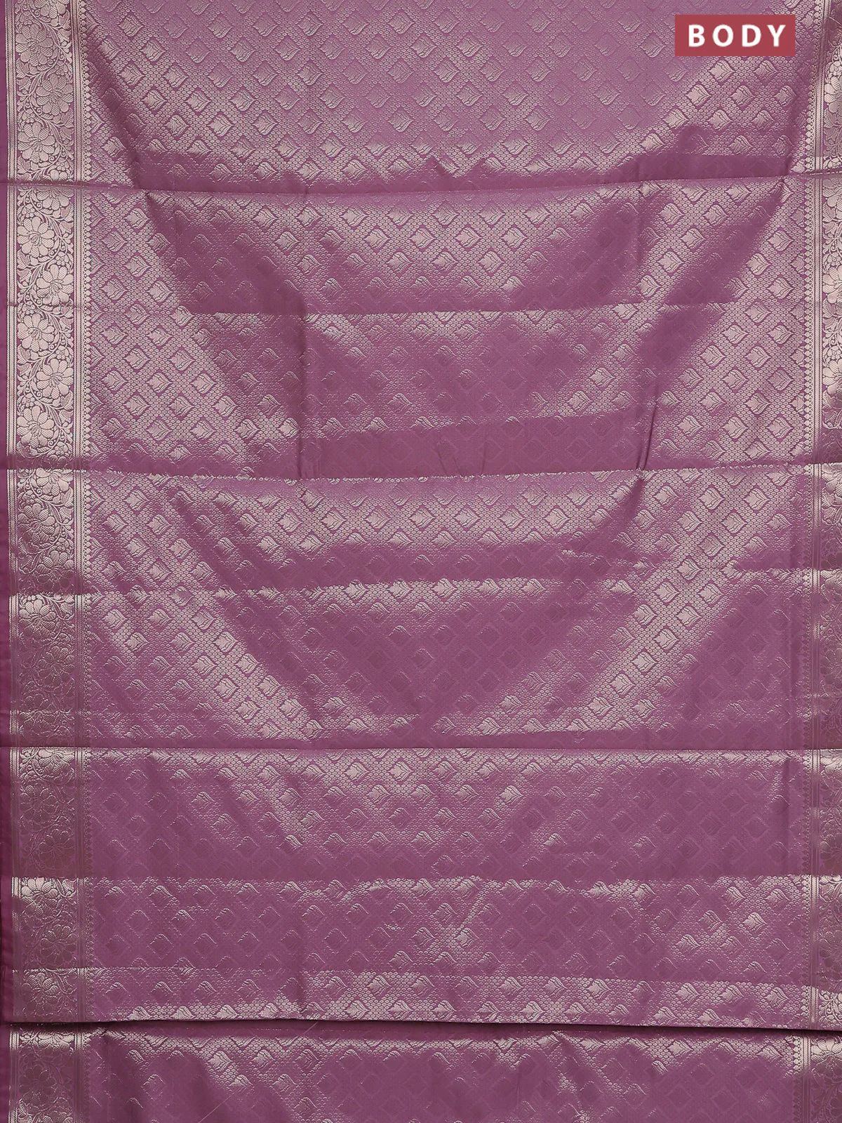 Semi soft silk saree mild purple with allover zari woven brocade weaves -Without blouse - Image 2