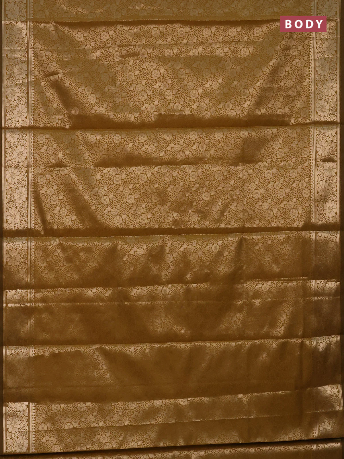 Semi soft silk saree mustard shade with allover zari woven brocade weaves -Without blouse - Image 2
