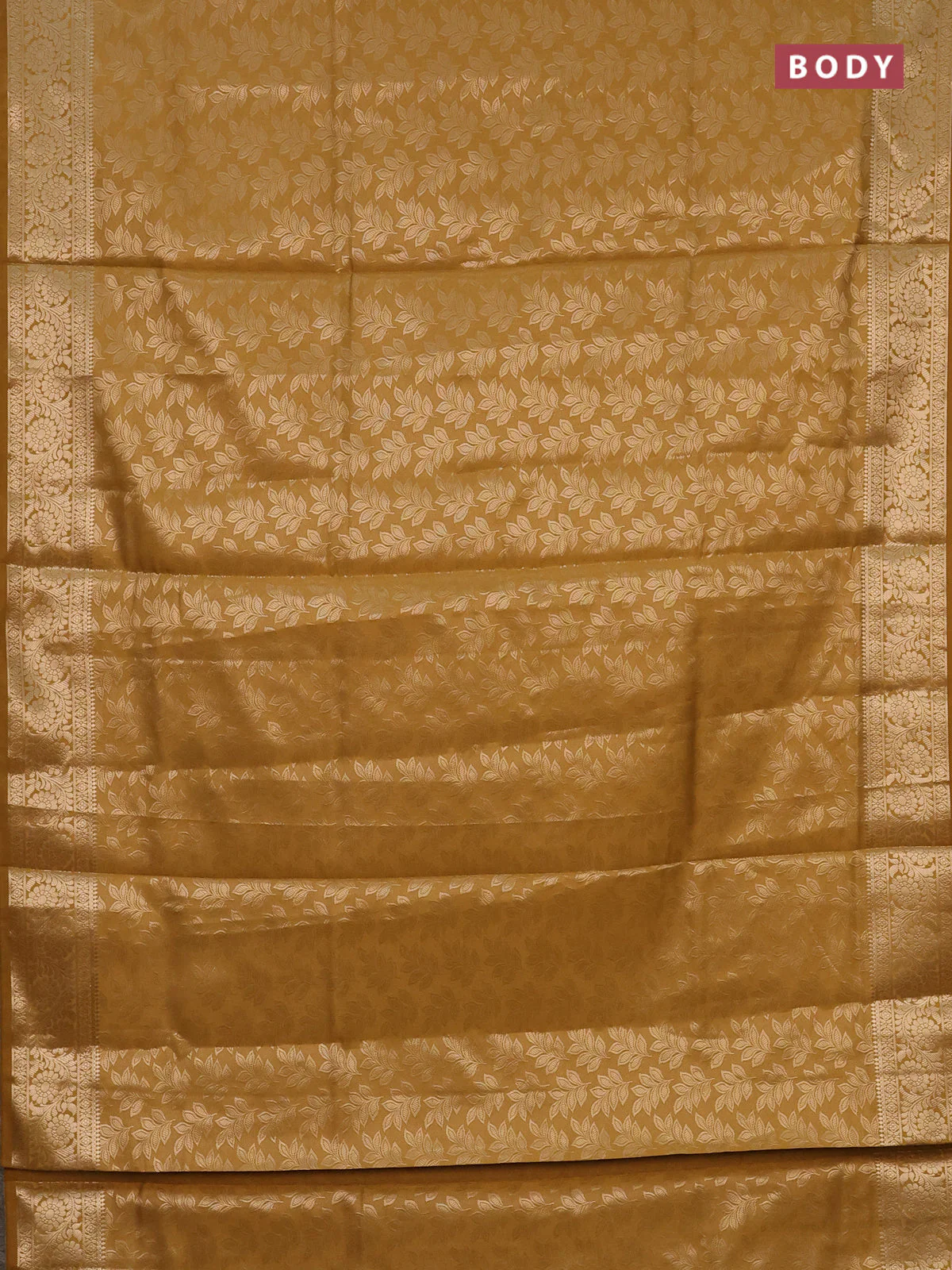 Semi soft silk saree mustard yellow with allover zari woven brocade weaves -Without blouse - Image 2