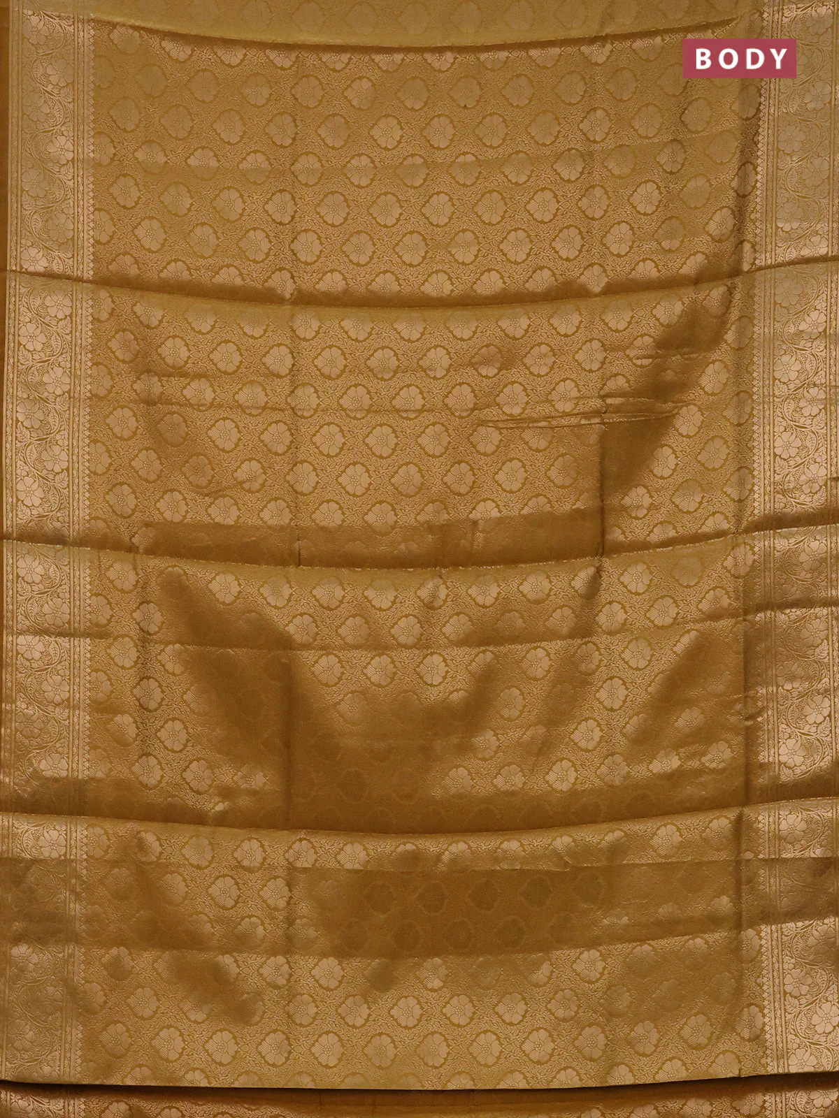 Semi soft silk saree mustard yellow with allover zari woven brocade weaves -Without blouse - Image 2