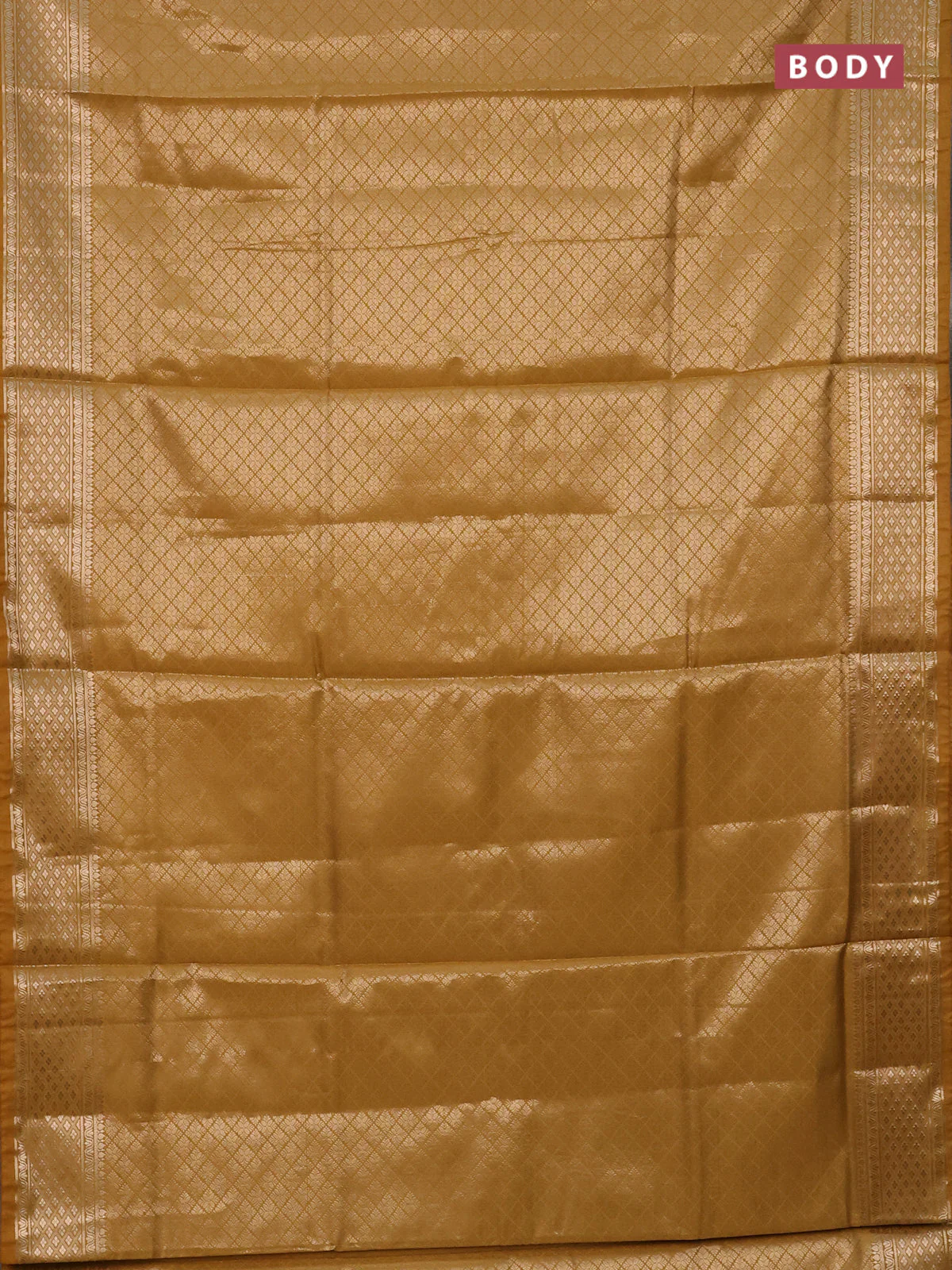 Semi soft silk saree mustard yellow with allover zari woven brocade weaves -Without blouse - Image 2