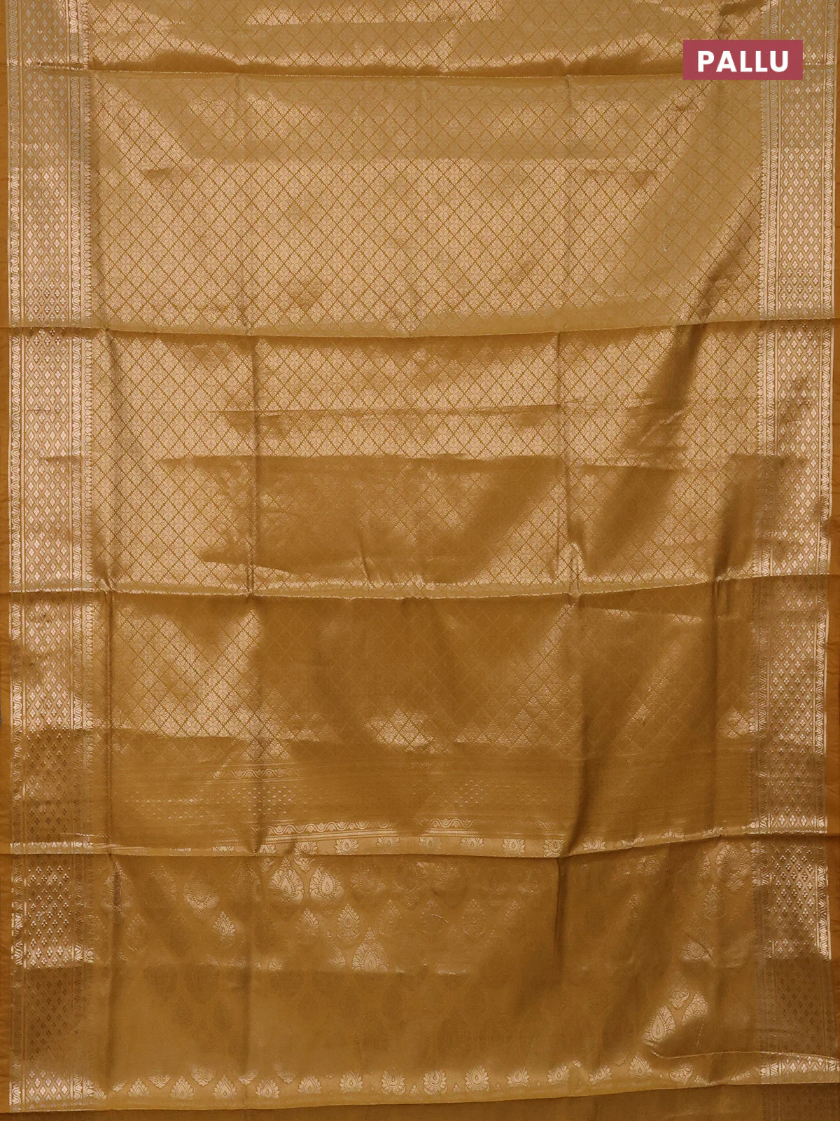 Semi soft silk saree mustard yellow with allover zari woven brocade weaves -Without blouse - Image 3