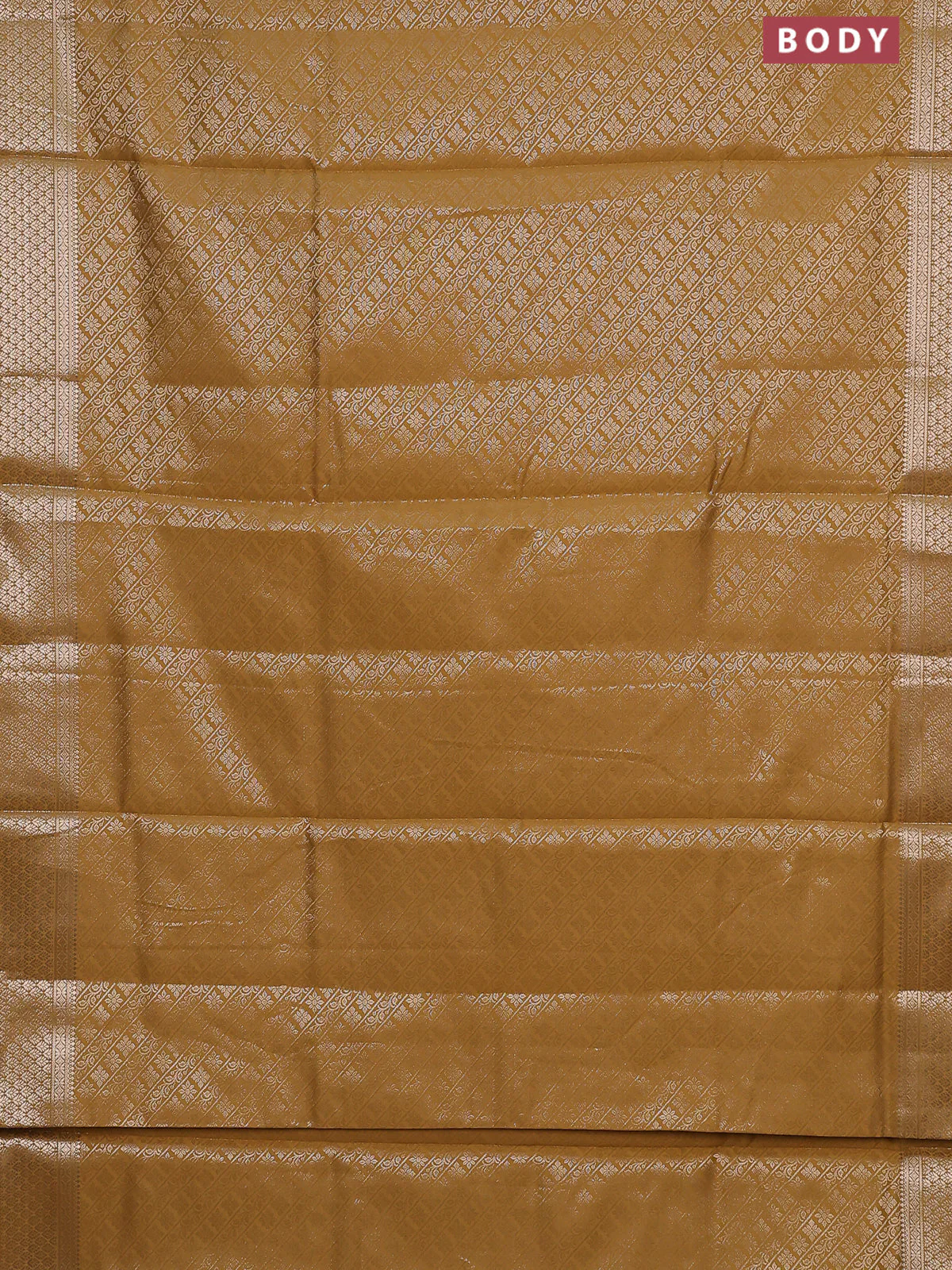 Semi soft silk saree mustard yellow with allover zari woven brocade weaves -Without blouse - Image 2