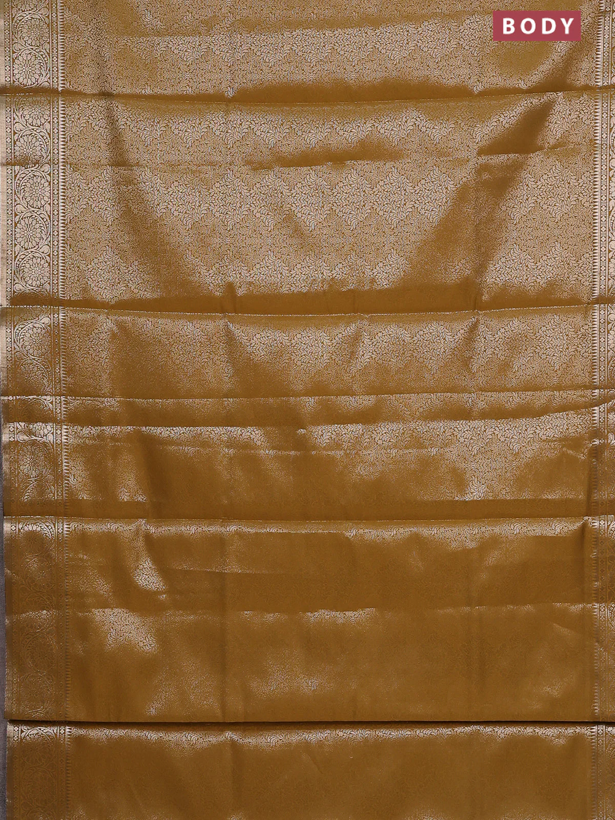 Semi soft silk saree mustard yellow with allover zari woven brocade weaves -Without blouse - Image 2