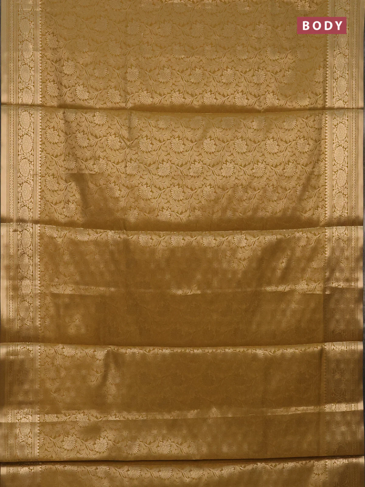 Semi soft silk saree mustard yellow with allover zari woven brocade weaves -Without blouse - Image 2