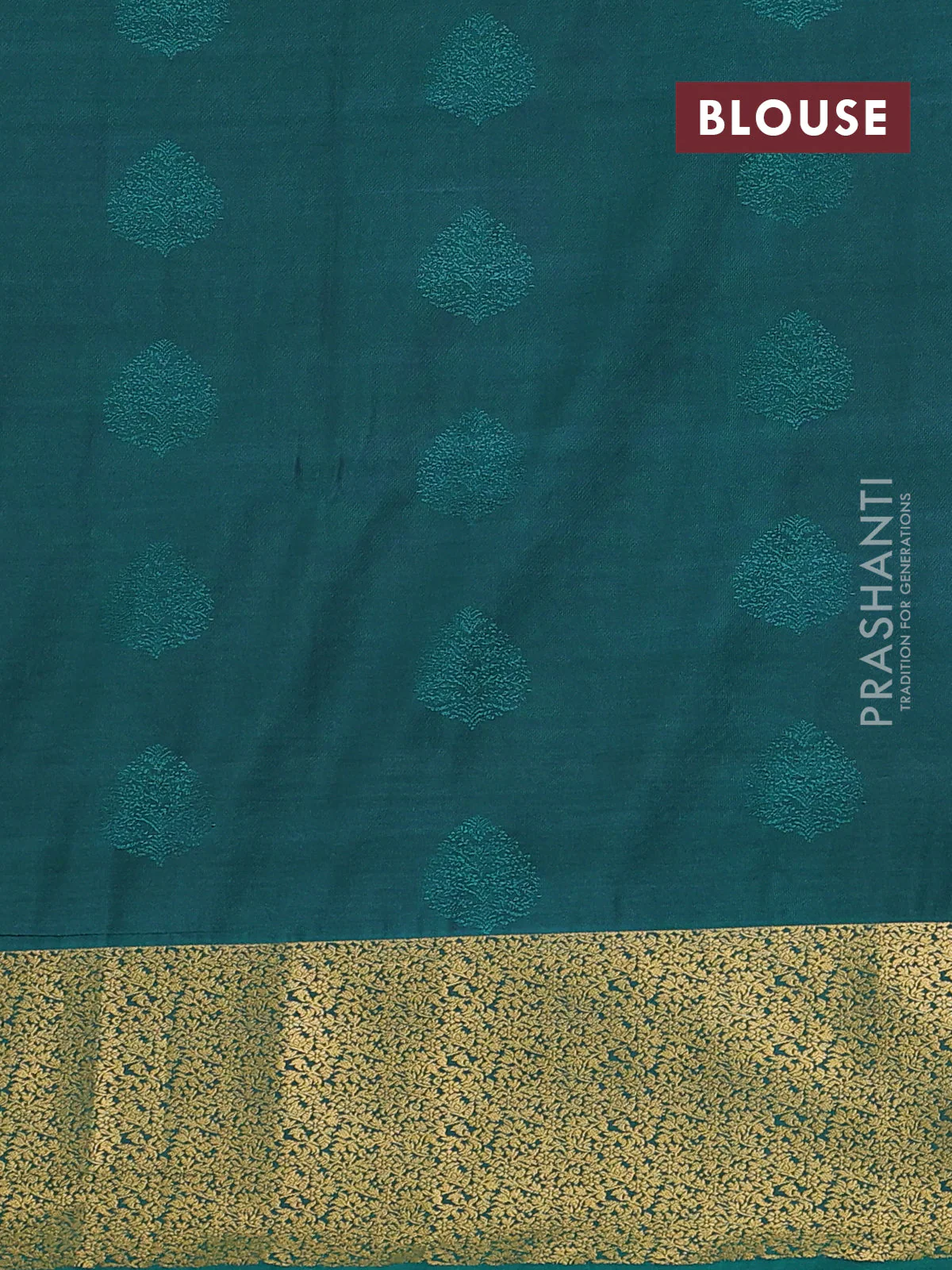 Semi soft silk saree pastel pink and teal green with allover zari weaves & buttas and zari woven border - Image 3