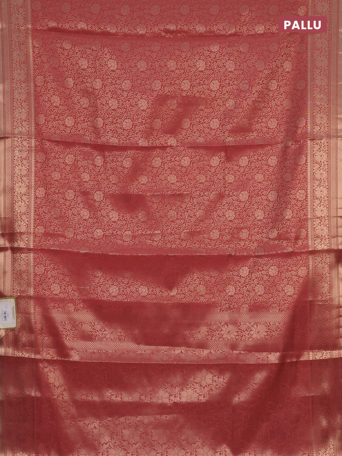 Semi soft silk saree peach pink with allover zari woven brocade weaves -Without blouse - Image 3