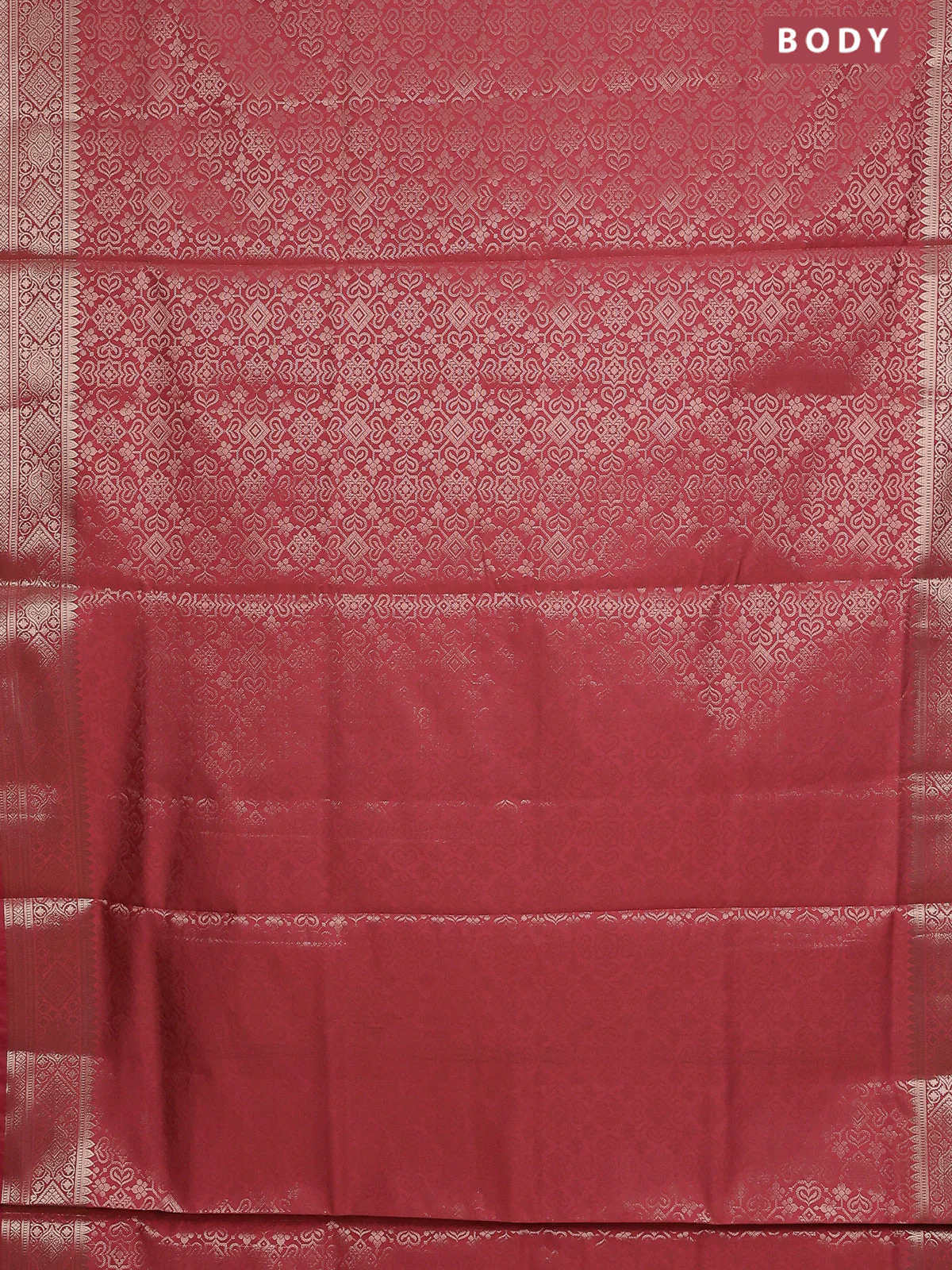 Semi soft silk saree peach pink with allover zari woven brocade weaves -Without blouse - Image 2