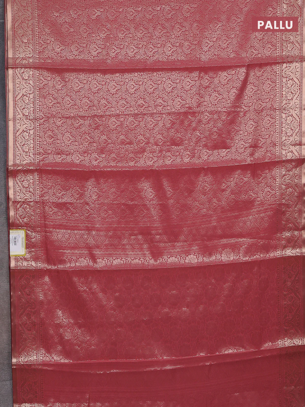 Semi soft silk saree peach pink with allover zari woven brocade weaves -Without blouse - Image 3