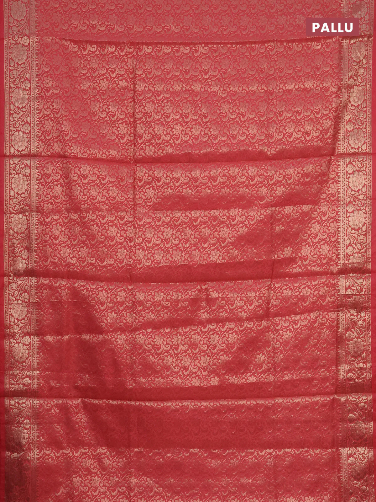 Semi soft silk saree peach pink with allover zari woven brocade weaves -Without blouse - Image 3