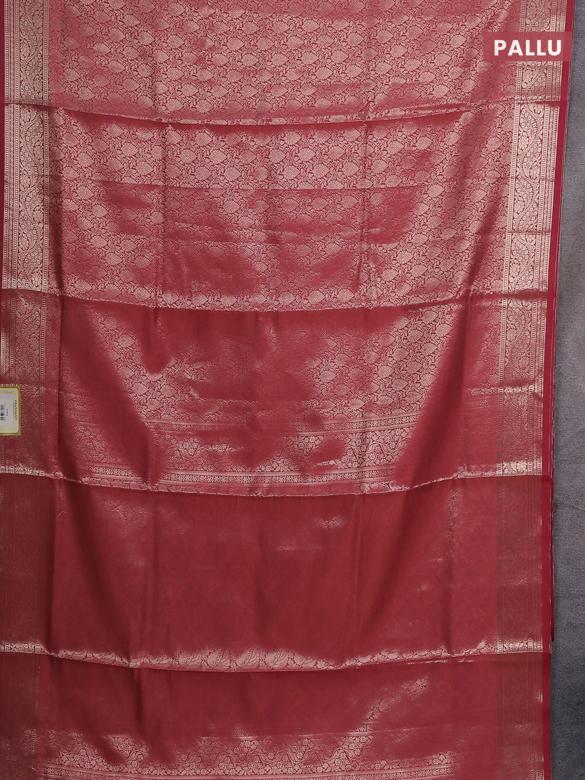 Semi soft silk saree peach shade with allover zari woven brocade weaves -Without blouse - Image 3