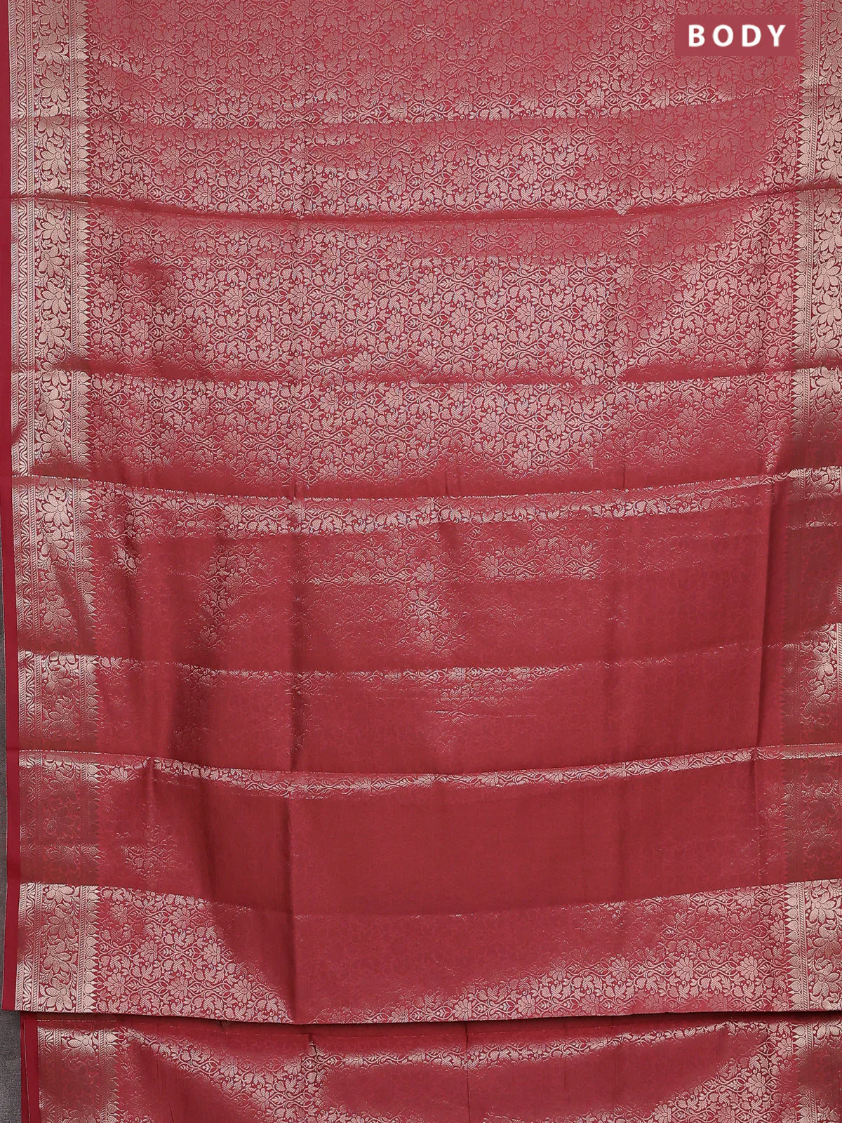 Semi soft silk saree peach shade with allover zari woven brocade weaves -Without blouse - Image 2