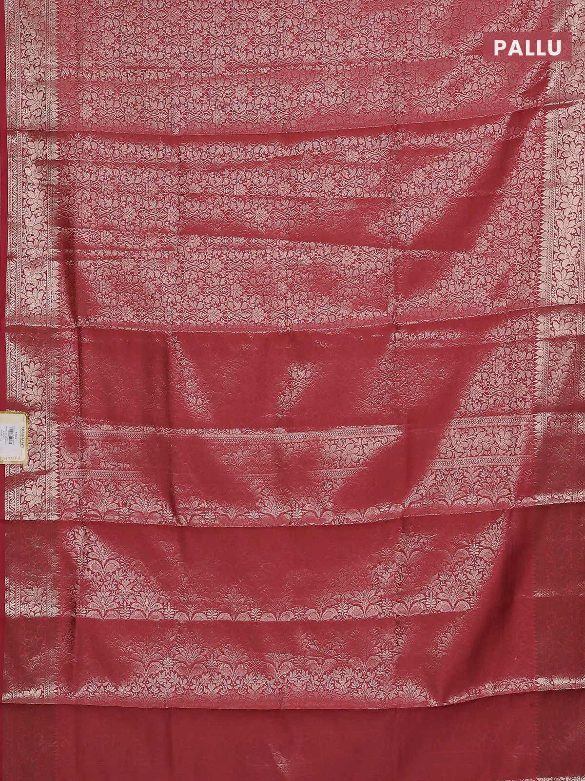 Semi soft silk saree peach shade with allover zari woven brocade weaves -Without blouse - Image 3