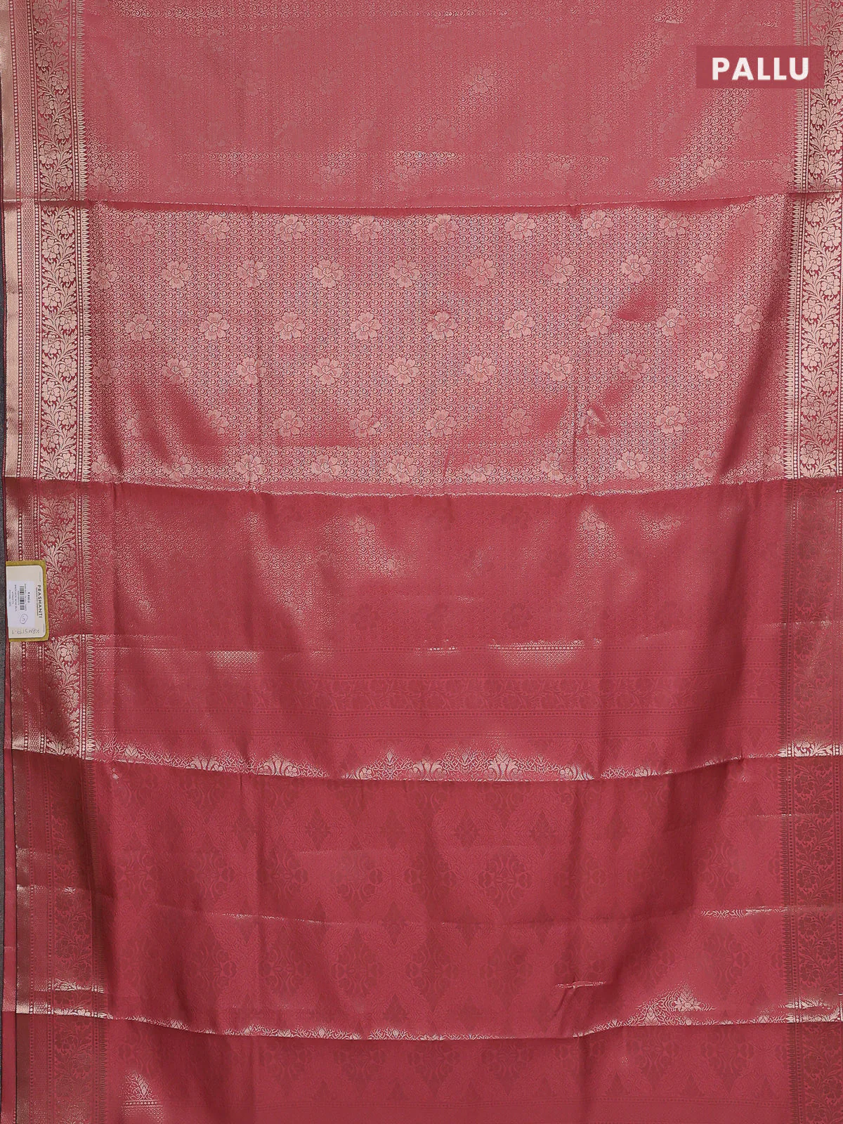 Semi soft silk saree peach shade with allover zari woven brocade weaves -Without blouse - Image 3