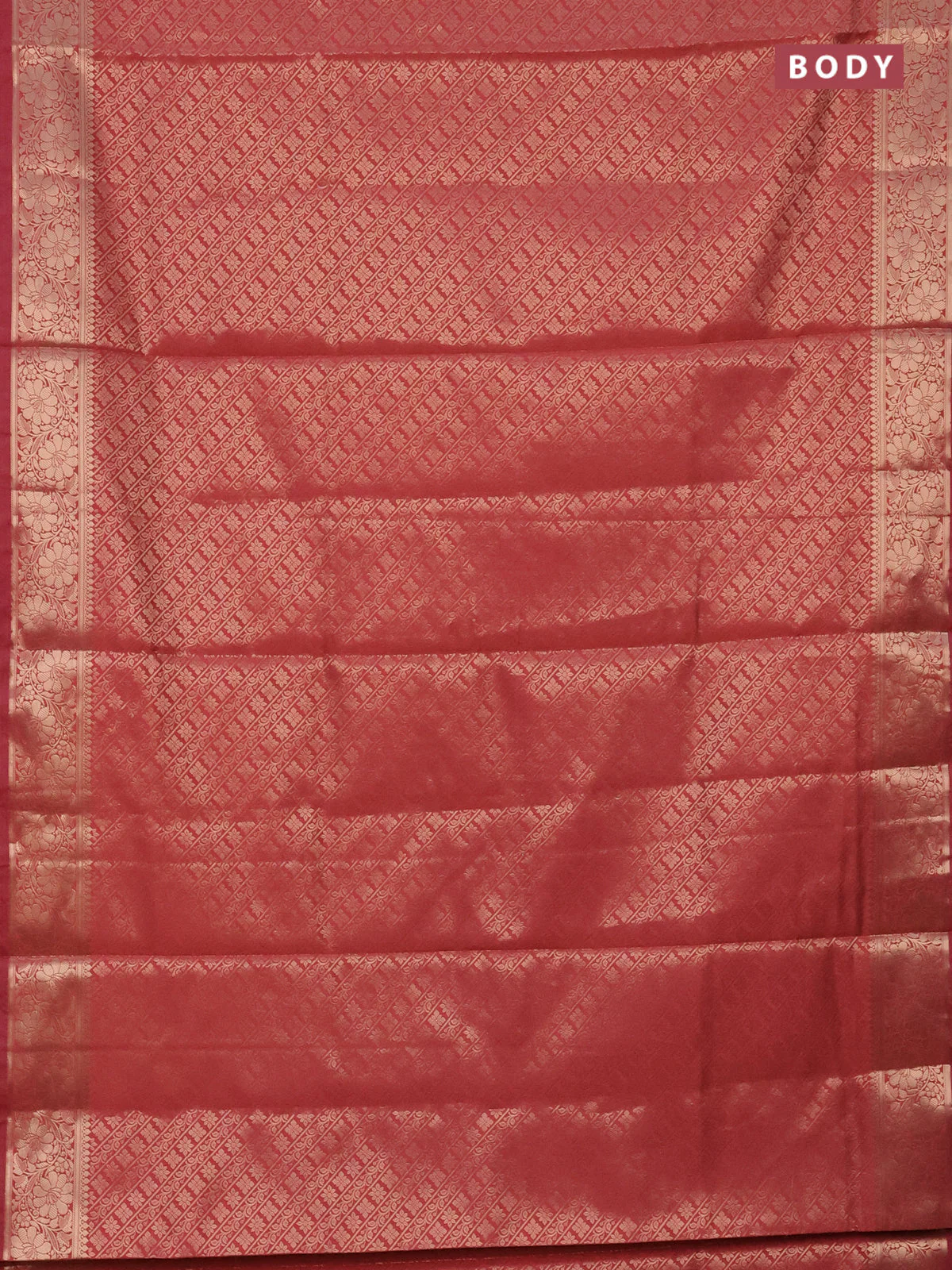 Semi soft silk saree peach shade with allover zari woven brocade weaves -Without blouse - Image 2