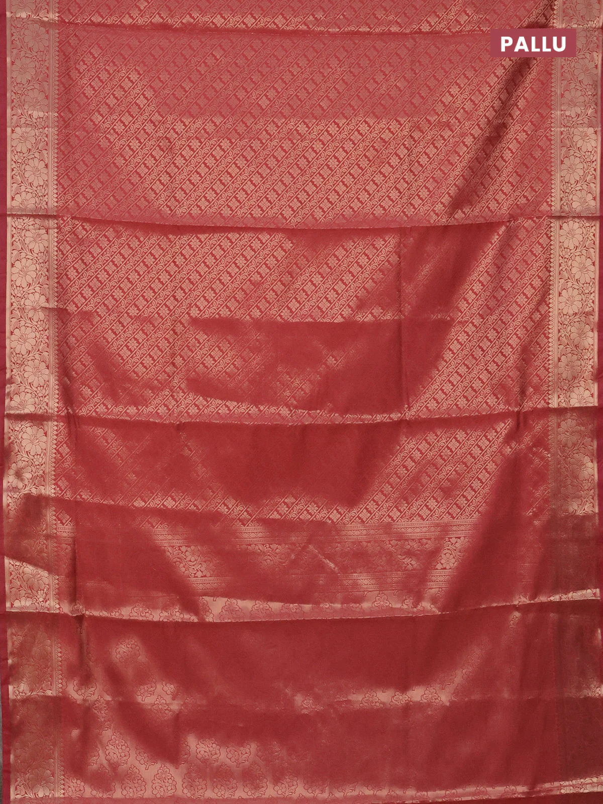 Semi soft silk saree peach shade with allover zari woven brocade weaves -Without blouse - Image 3