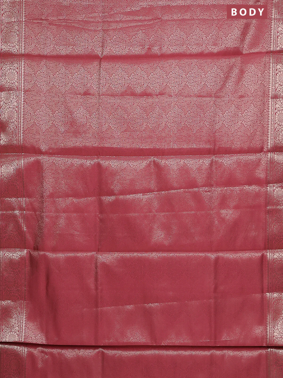 Semi soft silk saree peach shade with allover zari woven brocade weaves -Without blouse - Image 2