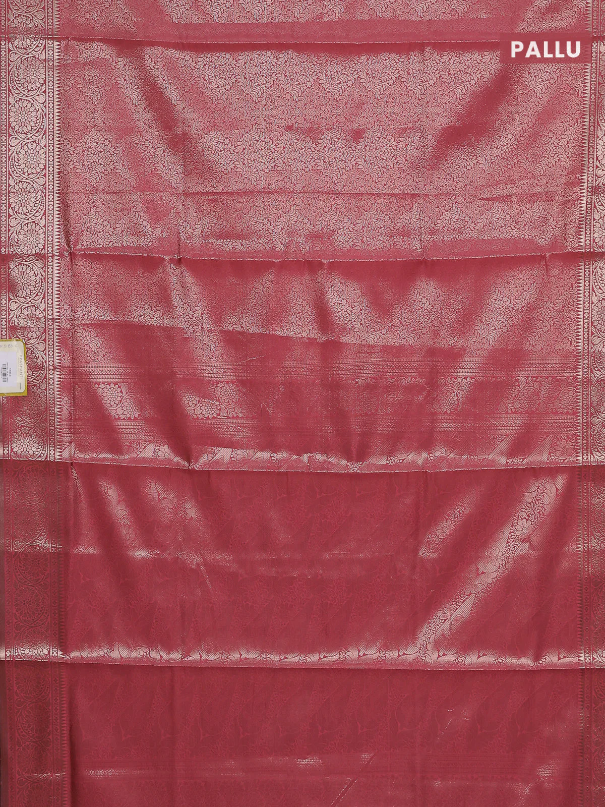 Semi soft silk saree peach shade with allover zari woven brocade weaves -Without blouse - Image 3