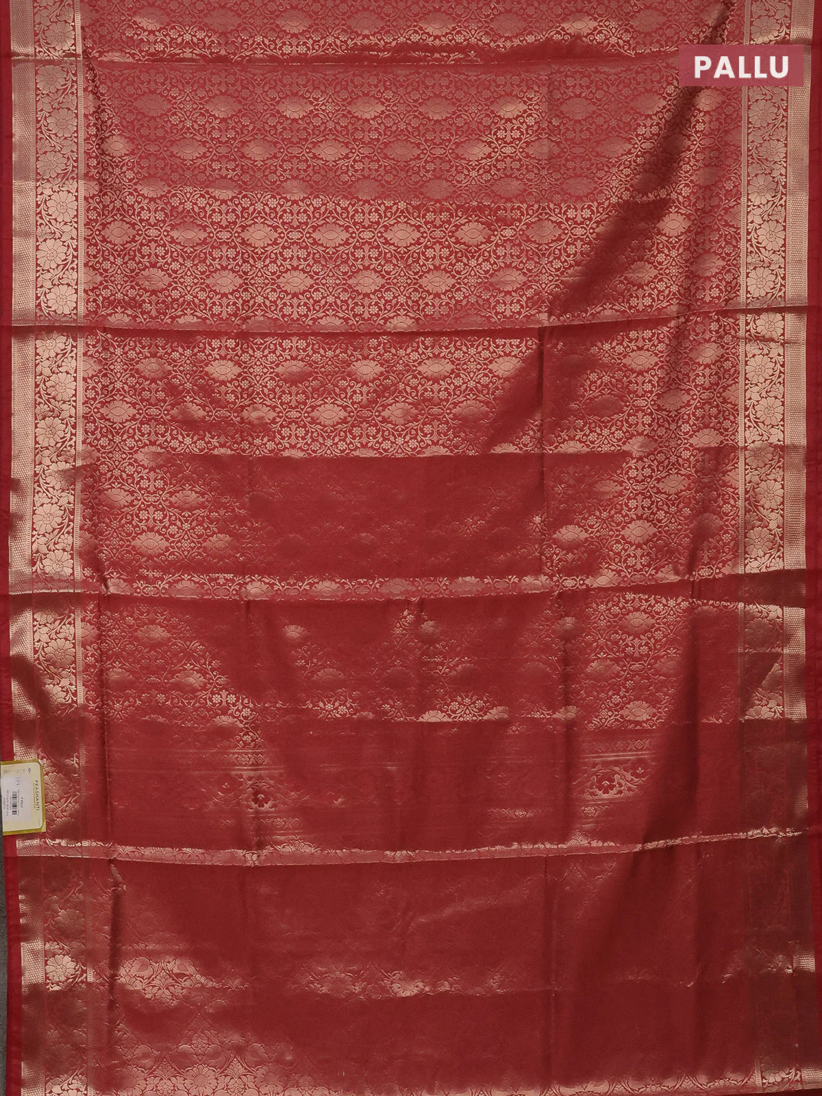 Semi soft silk saree peach shade with allover zari woven brocade weaves -Without blouse - Image 3