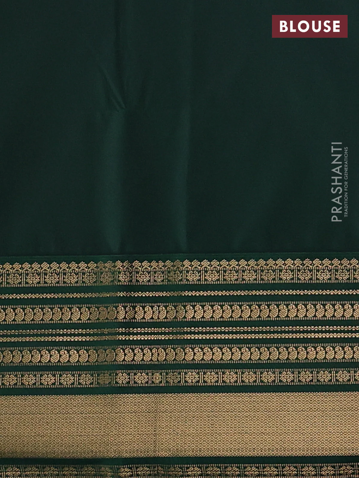 Semi soft silk saree pink and bottle green with zari woven buttas and zari woven korvai border - Image 3