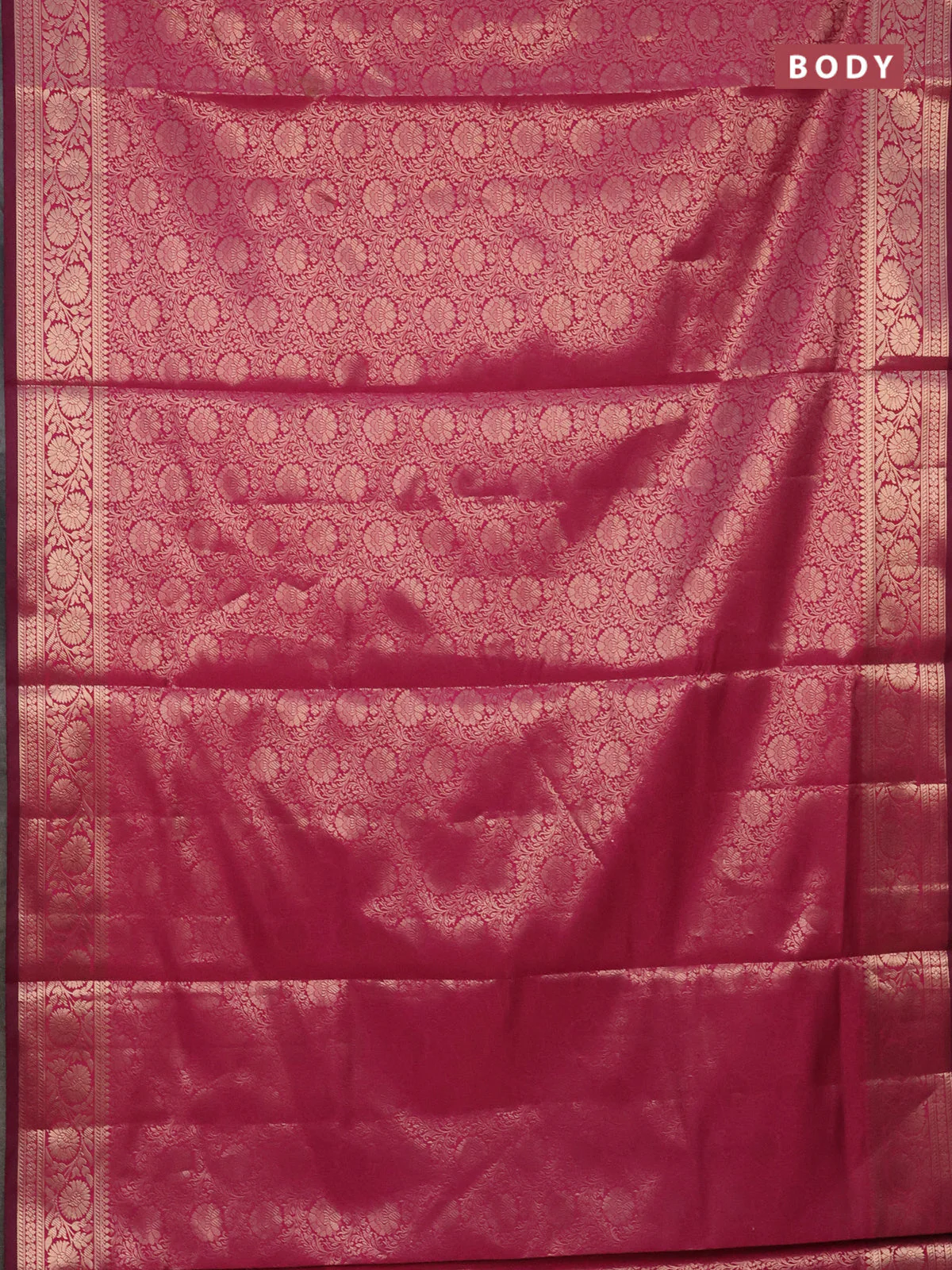 Semi soft silk saree pink with allover zari woven brocade weaves -Without blouse - Image 2