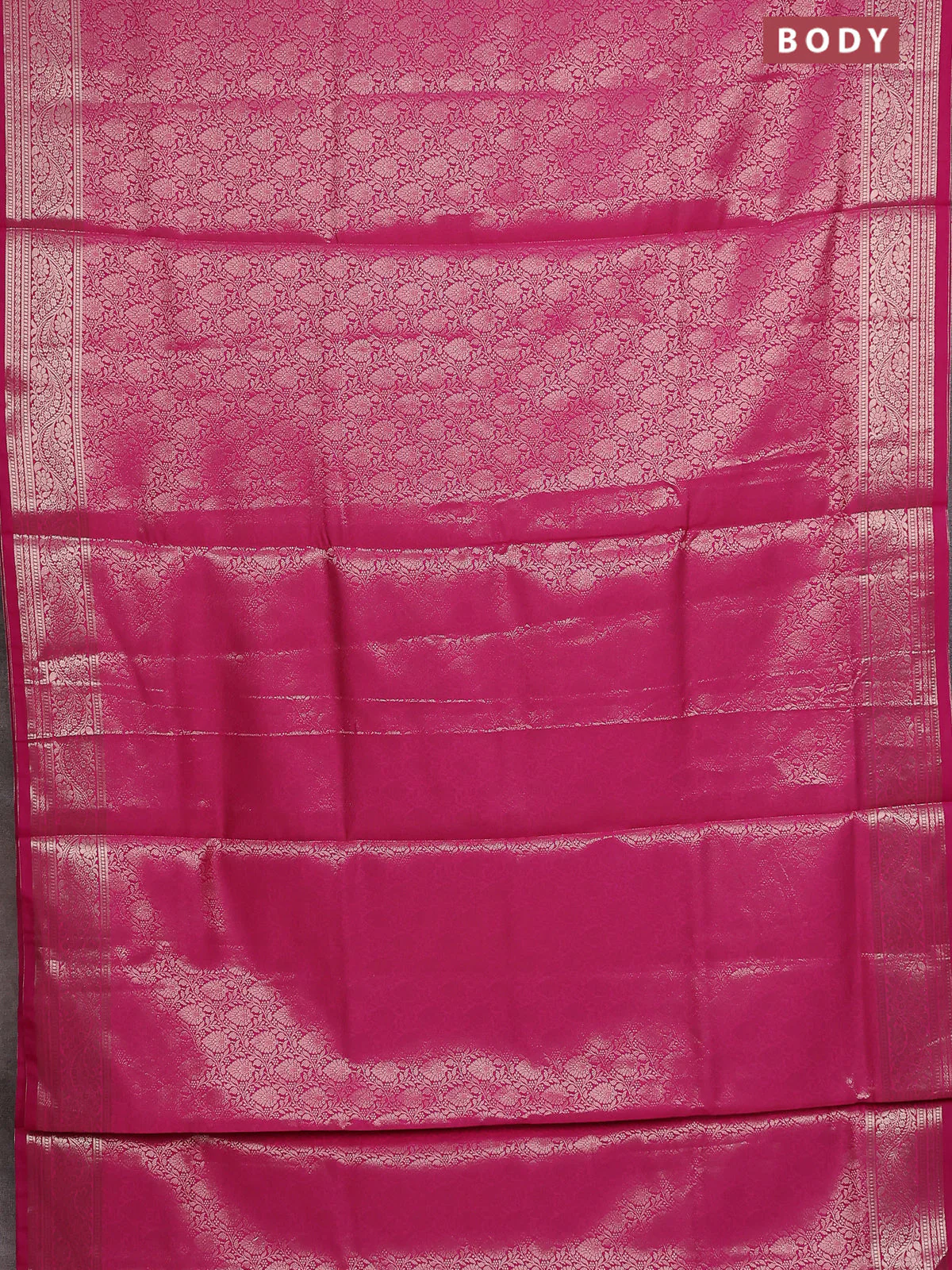 Semi soft silk saree pink with allover zari woven brocade weaves -Without blouse - Image 2