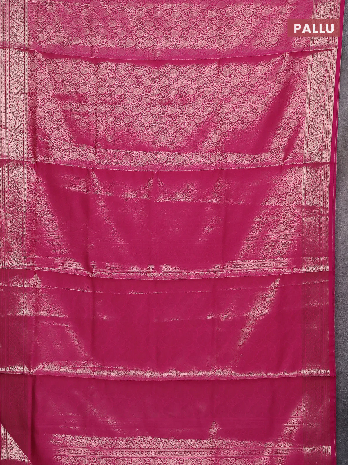 Semi soft silk saree pink with allover zari woven brocade weaves -Without blouse - Image 3
