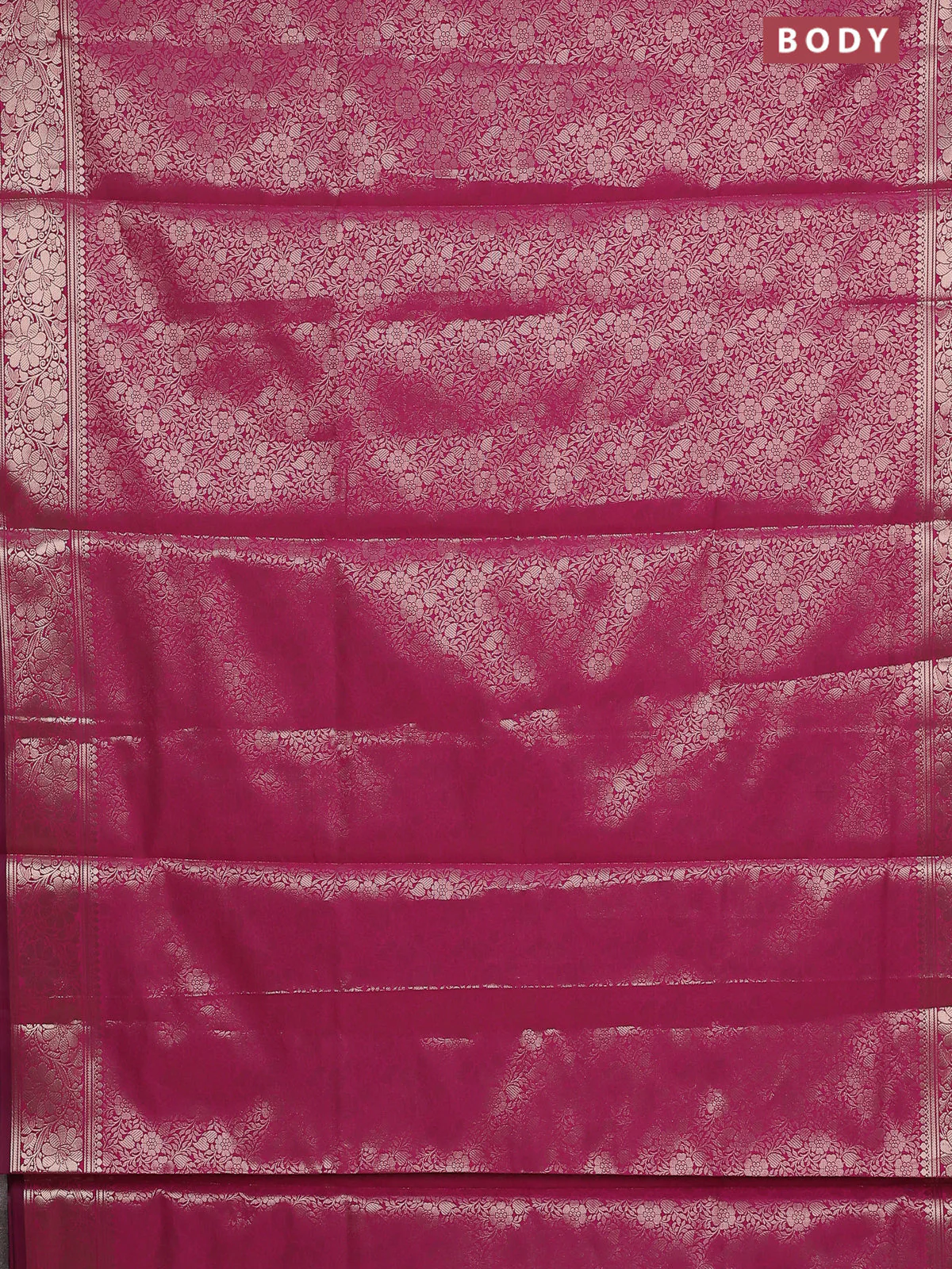 Semi soft silk saree pink with allover zari woven brocade weaves -Without blouse - Image 2