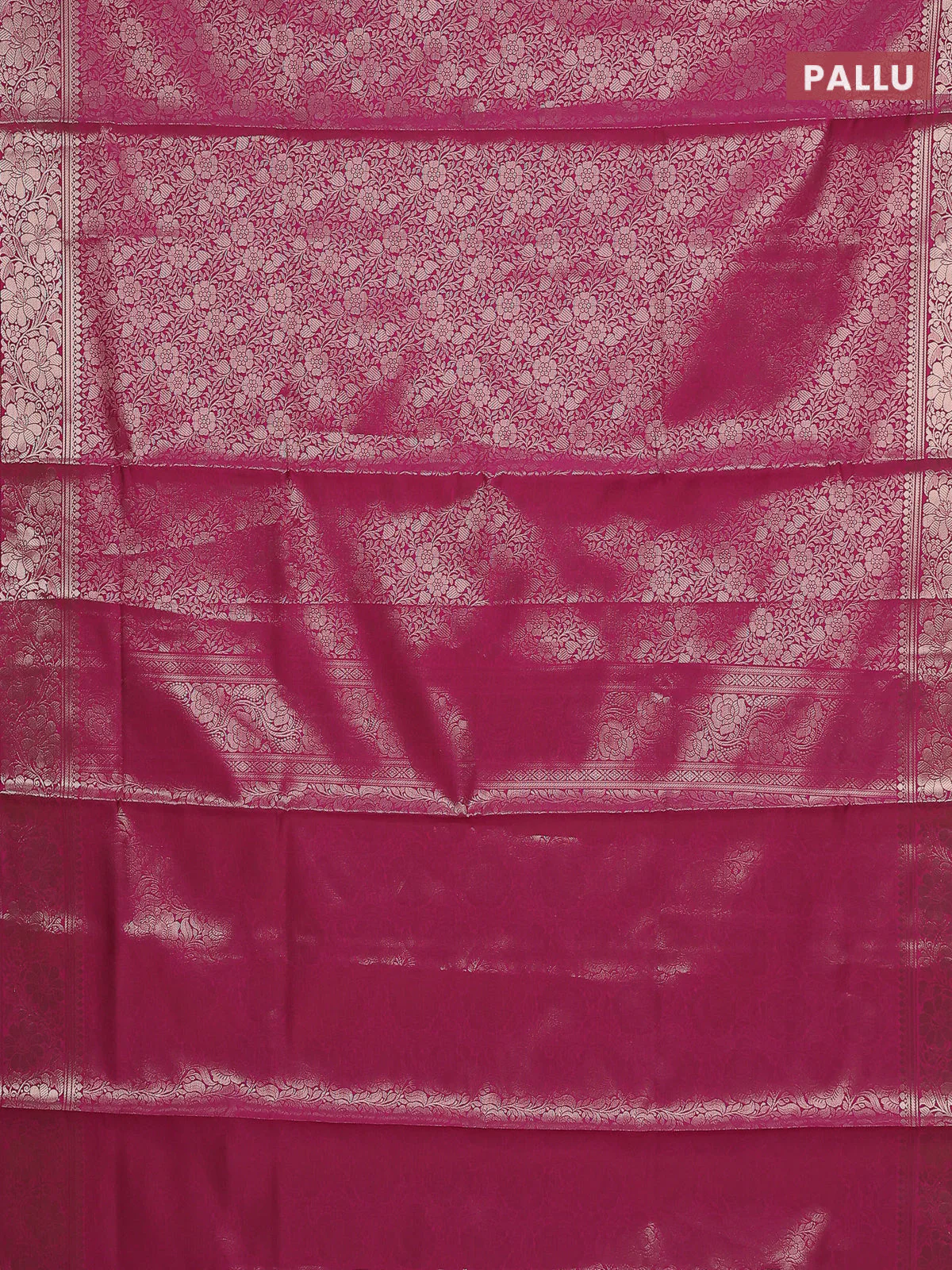 Semi soft silk saree pink with allover zari woven brocade weaves -Without blouse - Image 3