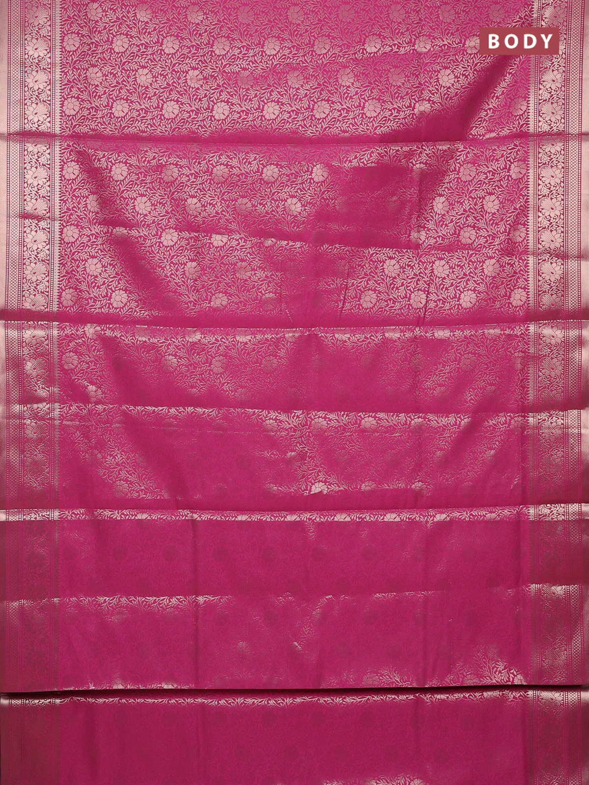 Semi soft silk saree pink with allover zari woven brocade weaves -Without blouse - Image 2