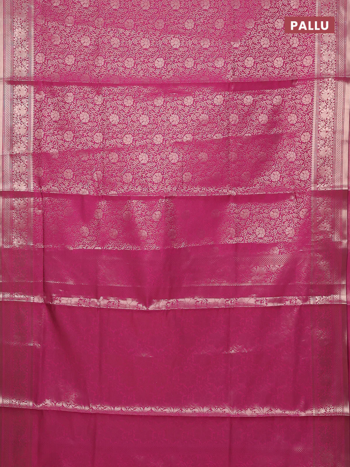 Semi soft silk saree pink with allover zari woven brocade weaves -Without blouse - Image 3