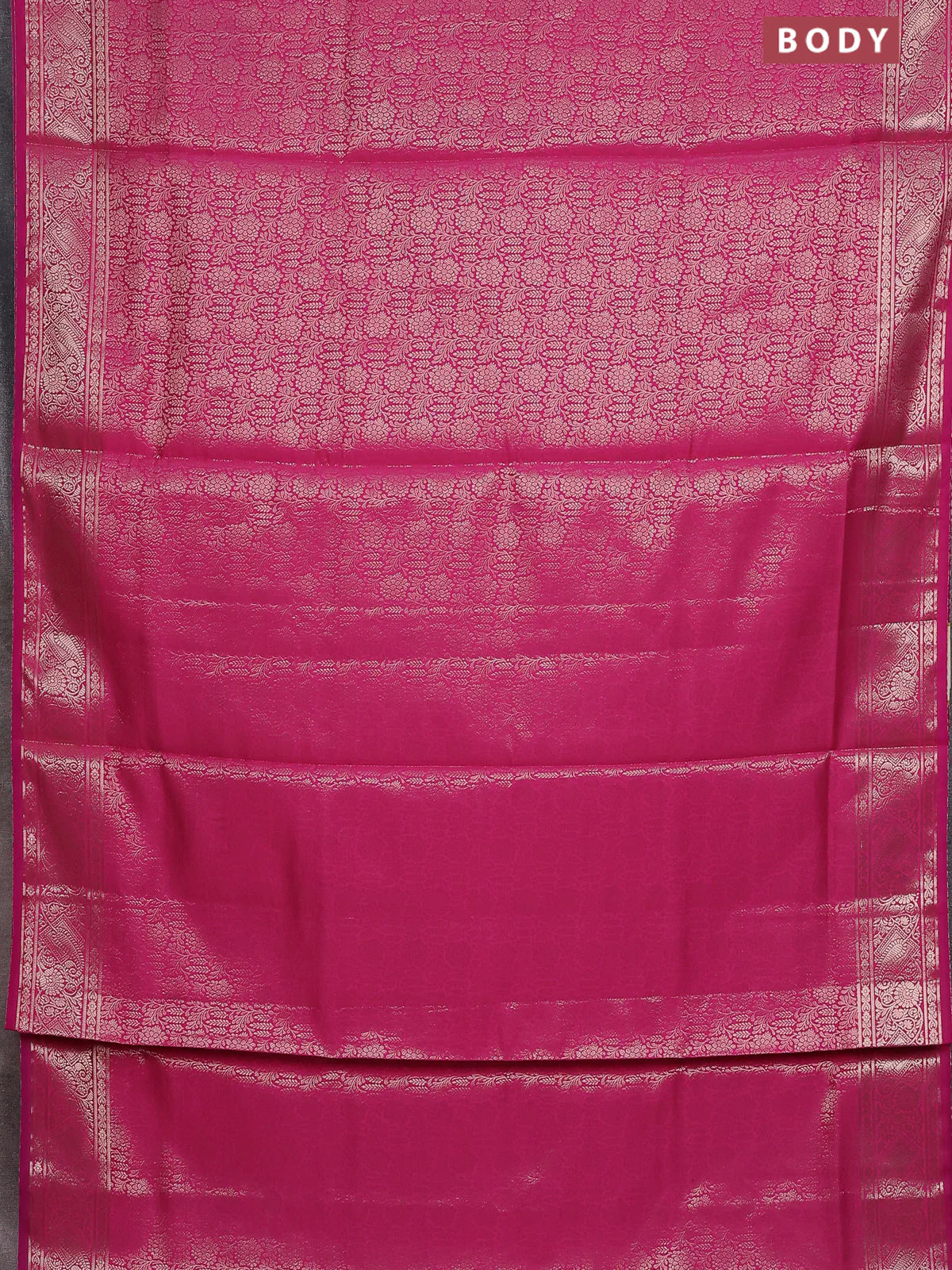 Semi soft silk saree pink with allover zari woven brocade weaves -Without blouse - Image 2