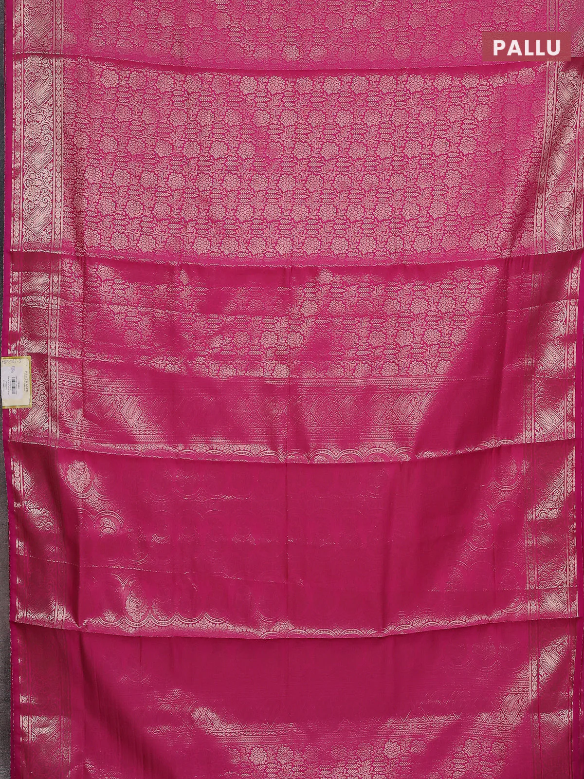 Semi soft silk saree pink with allover zari woven brocade weaves -Without blouse - Image 3