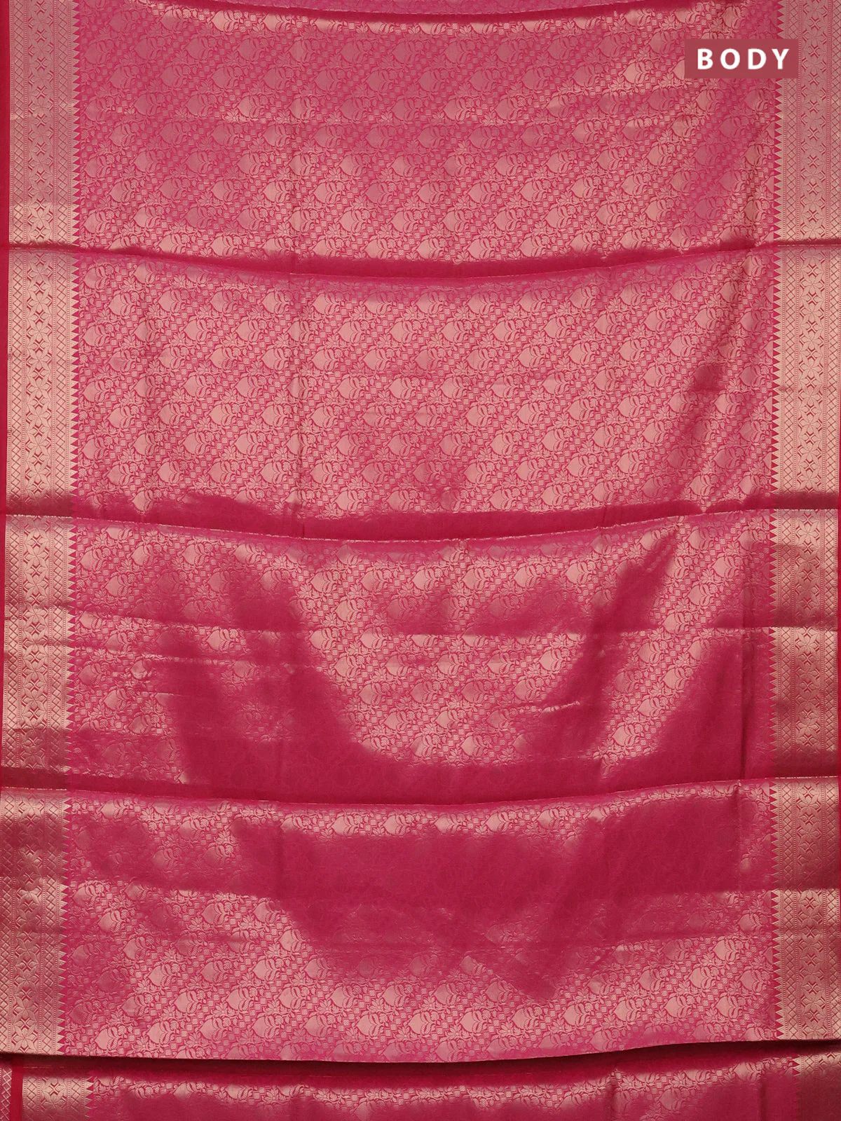 Semi soft silk saree pink with allover zari woven brocade weaves -Without blouse - Image 2