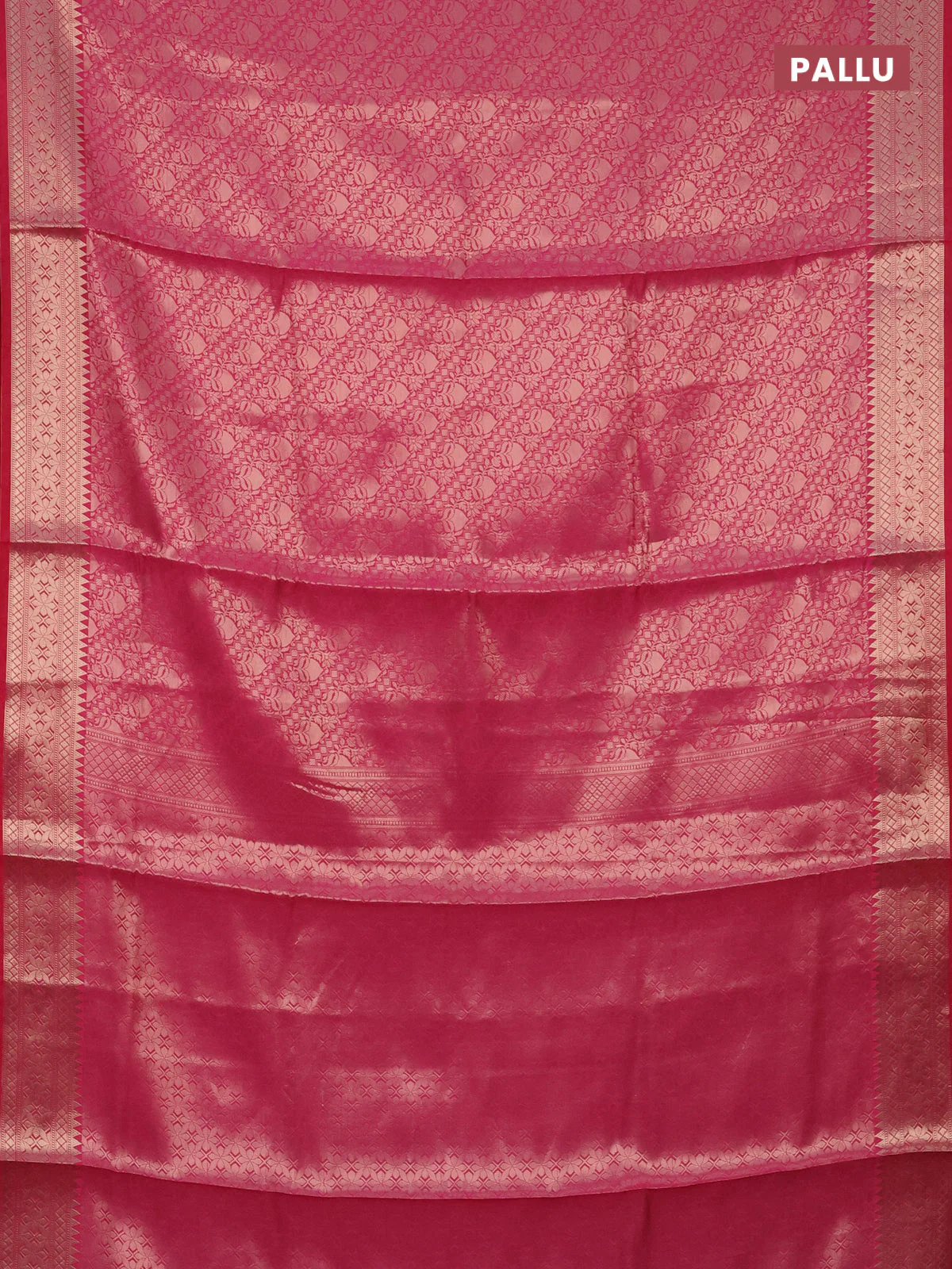Semi soft silk saree pink with allover zari woven brocade weaves -Without blouse - Image 3