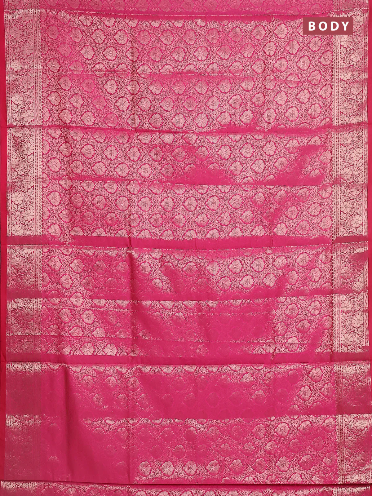 Semi soft silk saree pink with allover zari woven brocade weaves -Without blouse - Image 2