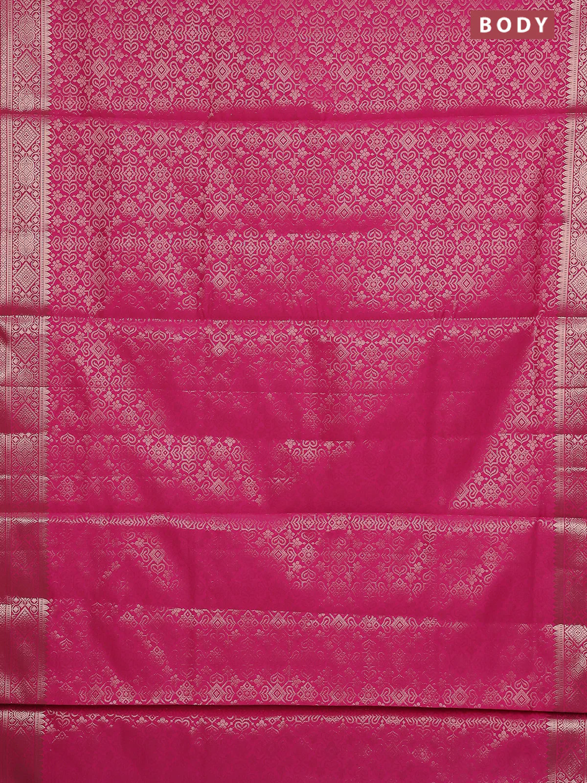 Semi soft silk saree pink with allover zari woven brocade weaves -Without blouse - Image 2