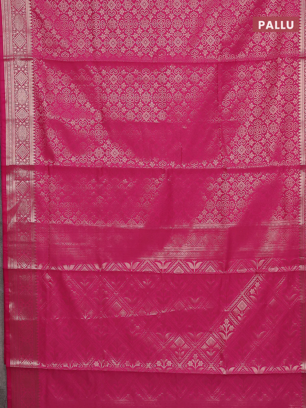 Semi soft silk saree pink with allover zari woven brocade weaves -Without blouse - Image 3